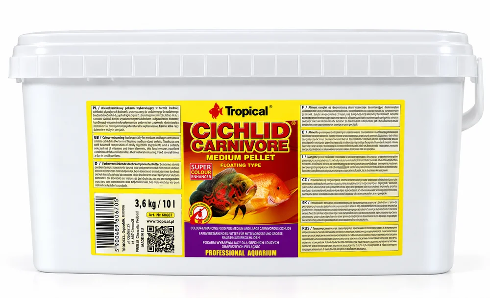 Tropical Cichlid Carnivore Medium Pellet 10Lt/3,6Kg